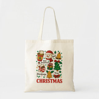 Bolsa Tote Retro Natal Doodles de Natal
