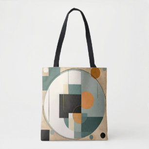 Bolsa Tote Retro Negrito: Círculos de Abstrato e Retângulos