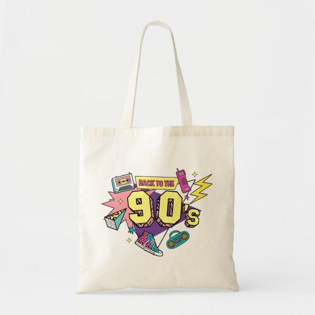 Bolsa Tote Retro Negrito de volta à arte dos anos 90 (Frente)