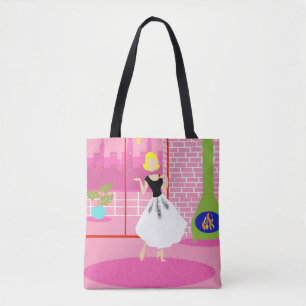 Bolsa Tote Retro no rosa por todo o lado na sacola do