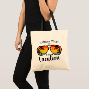 Bolsa Tote Retro Palm Trees Óculos De Sol Férias Familiares
