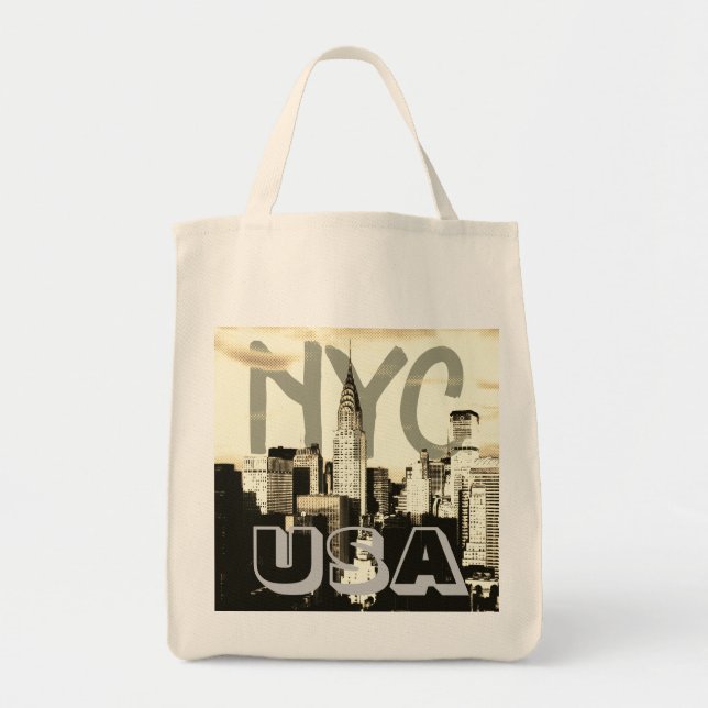 Bolsa Tote Retro Pop Art Comic Nova Iorque NYC EUA (Frente)
