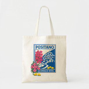 Bolsa Tote Retro Positano Itália Arte Vintage Viagem Lembranç
