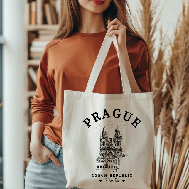 Bolsa Tote Retro Prague Landscape in Czech Republic (Criador carregado)