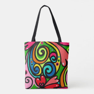 Bolsa Tote Retro Psicodélico Colorido e Divertido Design de 6