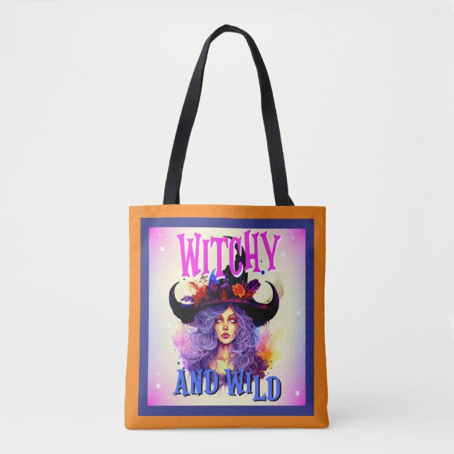 Bolsa Tote Retro Purple Witchy _ Halloween (Frente)