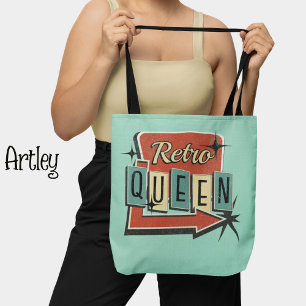 Bolsa Tote Retro Queen Teal Vintage 60s 70s Sinal de Motel