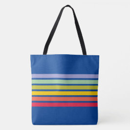 Bolsa Tote Retro Rainbow Stripe Vintage Azul