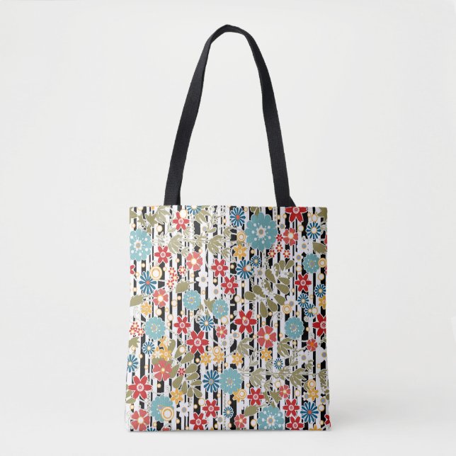 Bolsa Tote Retro, retro floral (Frente)