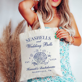 Bolsa Tote Retro Rosa Conchas Marinhas & Sininhos de Casament