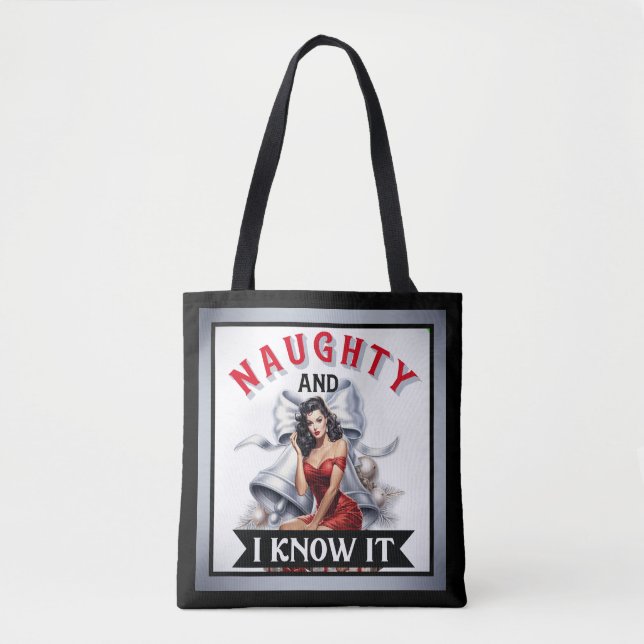Bolsa Tote Retrô Safadinha e eu sei disso Pinup de Natal (Frente)