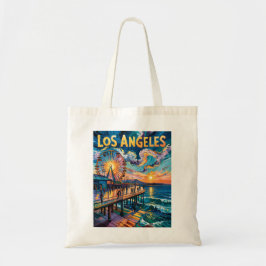 Bolsa Tote Retro Santa Monica Pier Los Angeles Van Gogh Art