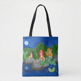 Bolsa Tote Retro Sereia Grotto Folk Art