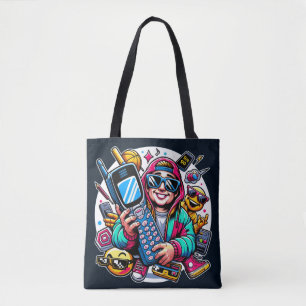 Bolsa Tote Retro Tech Playground: Uma Odisseia Nostálgica Dos