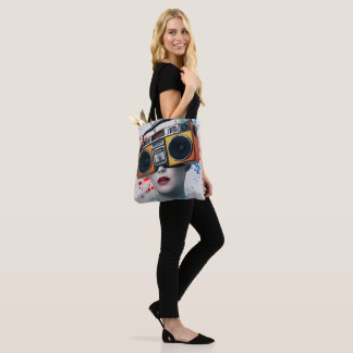 Bolsa Tote Retro Vibe Queen - Boombox Head Art for Bold Women