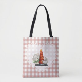 Bolsa Tote Retro Vintage Coquette Baby Animais Cat Gingham
