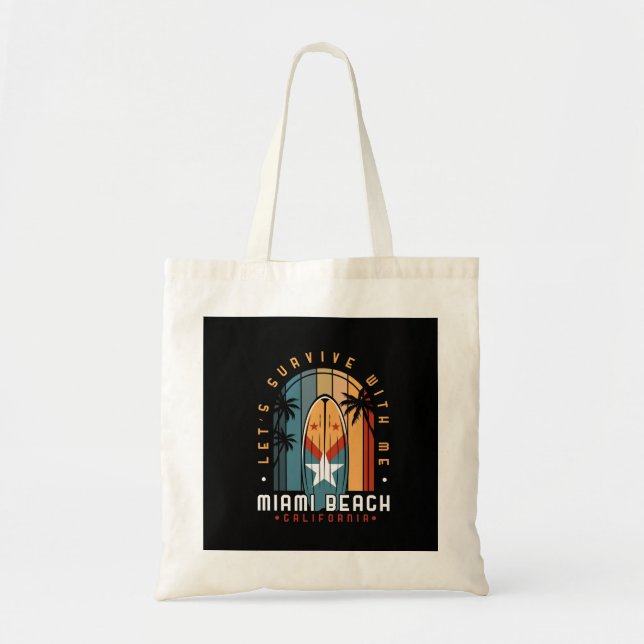 Bolsa Tote retro vintage da praia de miami (Frente)