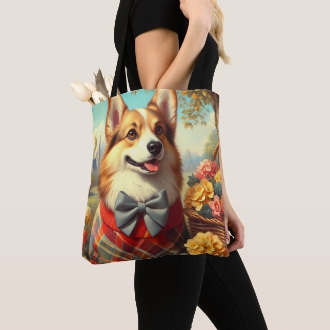 Bolsa Tote Retro Welsh Corgi Cardigan Painting (Close Up)