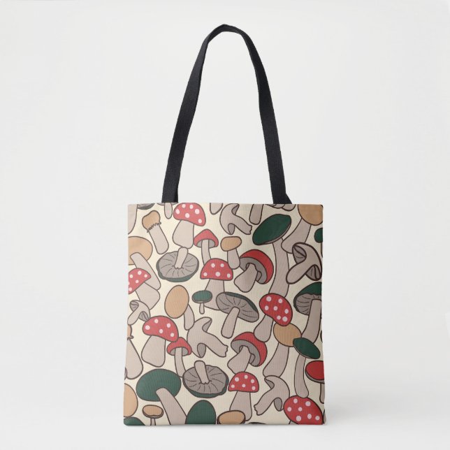 Bolsa Tote Retro Woodland Mushroom Pattern (Frente)