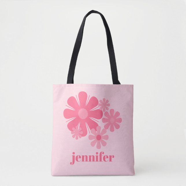 Bolsa Tote Retrorestésico personalizado, cor-de-rosa (Frente)