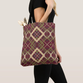 Bolsa Tote Reversible Geometric Diamond Wine Dusty Rose 