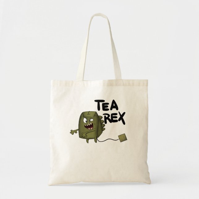 Bolsa Tote rex do chá, dinossauro engraçado (Frente)