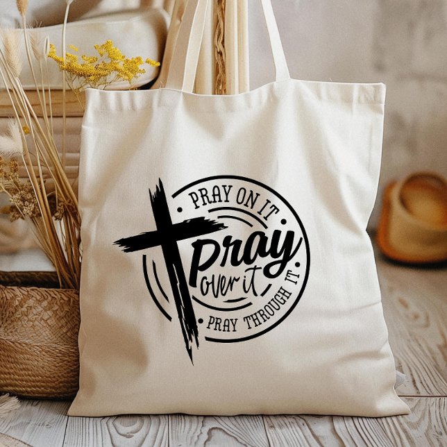 Bolsa Tote Rezar Sobre Ele, Bíblia Cristã Versa (Express your faith with style and confidence with our meaningful religious design tote bag.)
