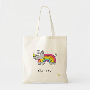 Bolsa Tote Rhino Rainbow Funny Cute Kids Rhinoceronte