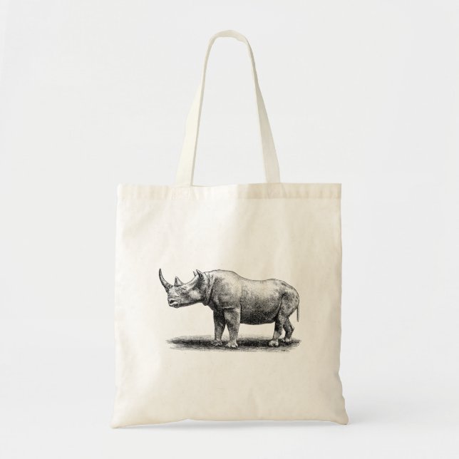 Bolsa Tote Rhinos do rinoceronte da ilustração do rinoceronte (Frente)