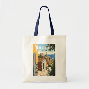 Bolsa Tote Rhodes Grécia Old Town Viagem Art Vintage