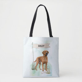 Bolsa Tote Rhodesian Ridgeback Aquarela Cachorro Personalizad