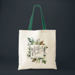 Bolsa Tote Ribeirinho Russo Mãe da Noiva<br><div class="desc">Moldura botânica elegante e doce,  de cor rústica verde,  com caligrafia moderna e palha típica de tipografia para sua mãe.</div>