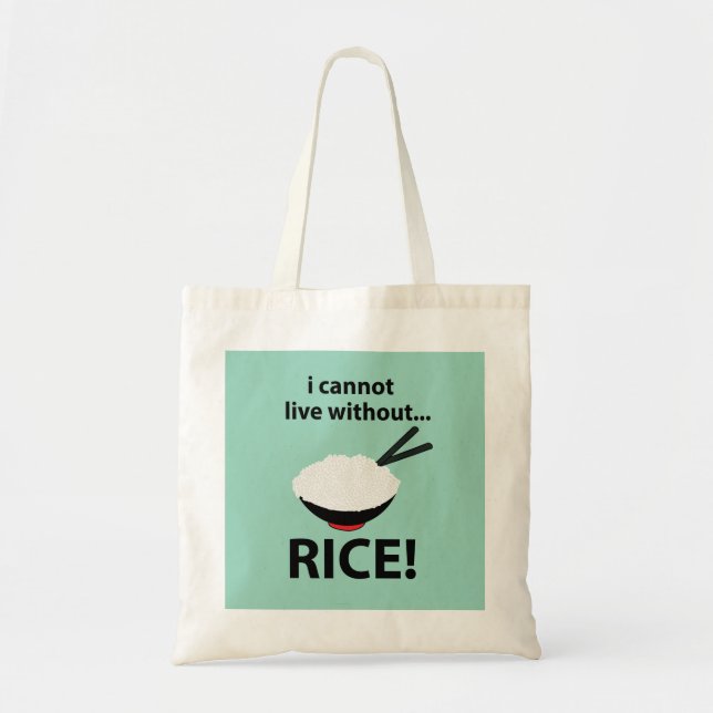 Bolsa Tote Rice Bowl Não Consigo Viver Sem Arroz (Frente)