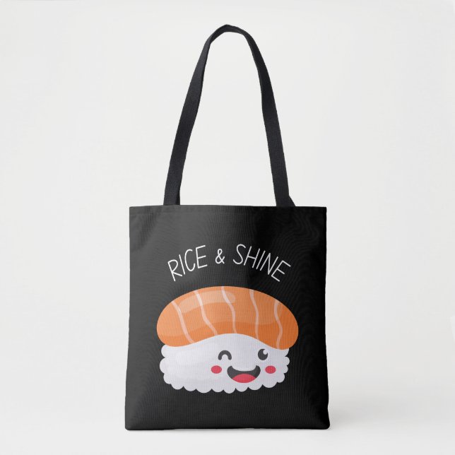 Bolsa Tote Rice e Shine Kawaii Sushi, saco de toques (Frente)