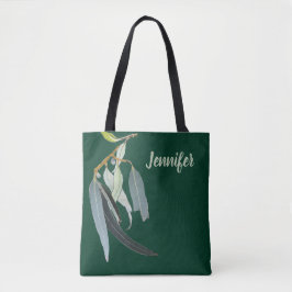Bolsa Tote Rich Dark Green with Watercolor Leaves Named