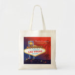 Bolsa Tote Rico Twilight Las Vegas Wedesmaids Gift<br><div class="desc">Sinal fabuloso de Las Vegas e lindas silhuetas de palmeiras, estrelas brilhantes e fundo azul vermelho e fino ilustrado em Malas-Presentes das Bridesmaids personalizadas. Crie uma excelente e única guardiã para suas damas de honra especiais personalizando a bolsa um por um! ((Você pode encontrar os essenciais de casamento e favores...</div>