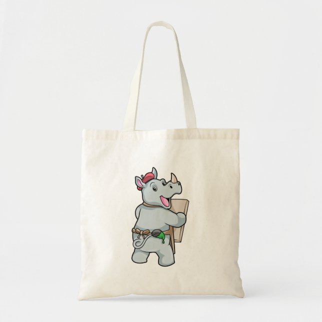 Bolsa Tote Rinoceronte pintando com cores (Frente)