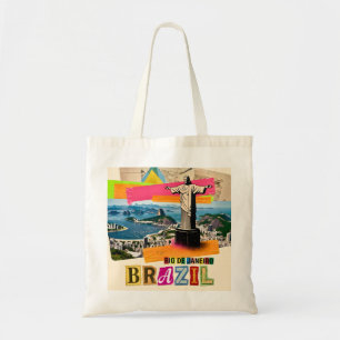 Bolsa Tote Rio de Janeiro Brasil Cristo Colagem Retro Viagem