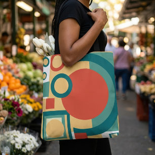 Bolsa Tote Risógrafo geométrico de retrô-safra, risoprint
