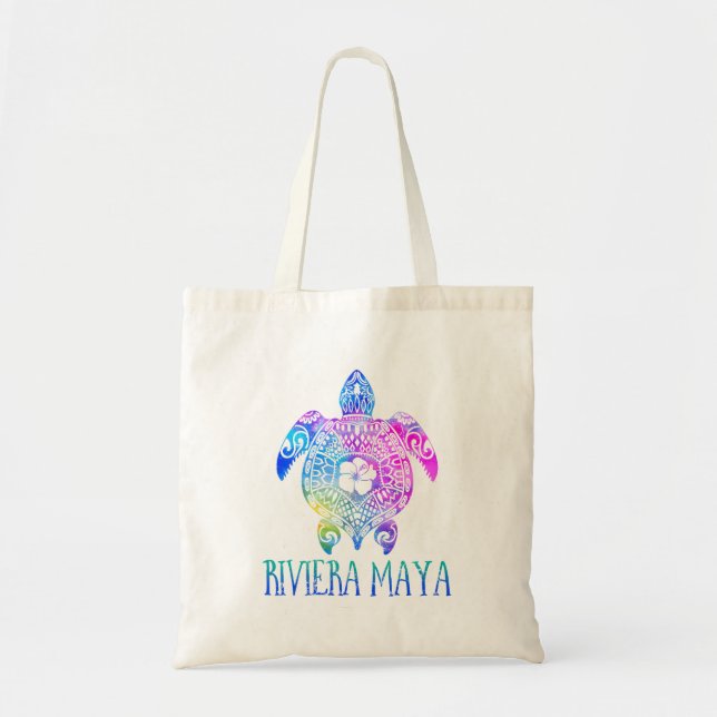 Bolsa Tote Riviera Maya Mexico Tie Dye Sea Turtle Vacation 20 (Frente)