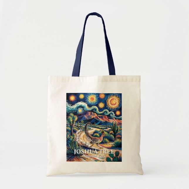 Bolsa Tote Roadrunner of Joshua Tree Van Gogh Night Custom (Frente)