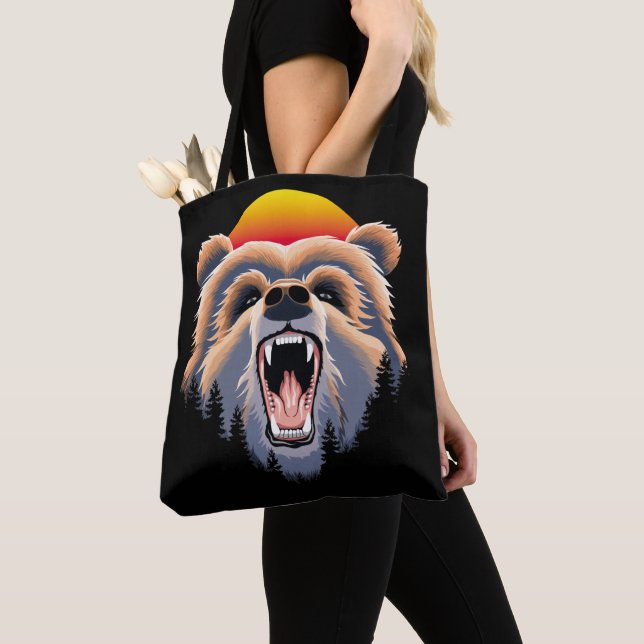 Bolsa Tote Roaring Grizzly Bear Face (Close Up)