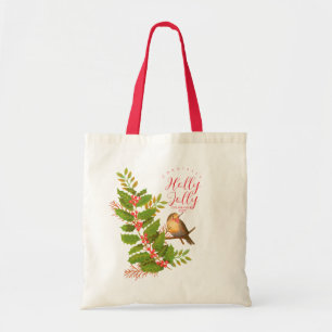 Bolsa Tote Robin Birds Holly Berry