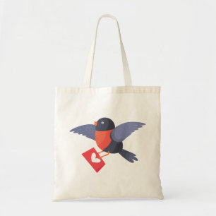 Bolsa Tote Robin Pássaro Voando com Carta de Amor Coração Ver