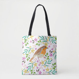 Bolsa Tote Robin Red Breast, bird of Christmas