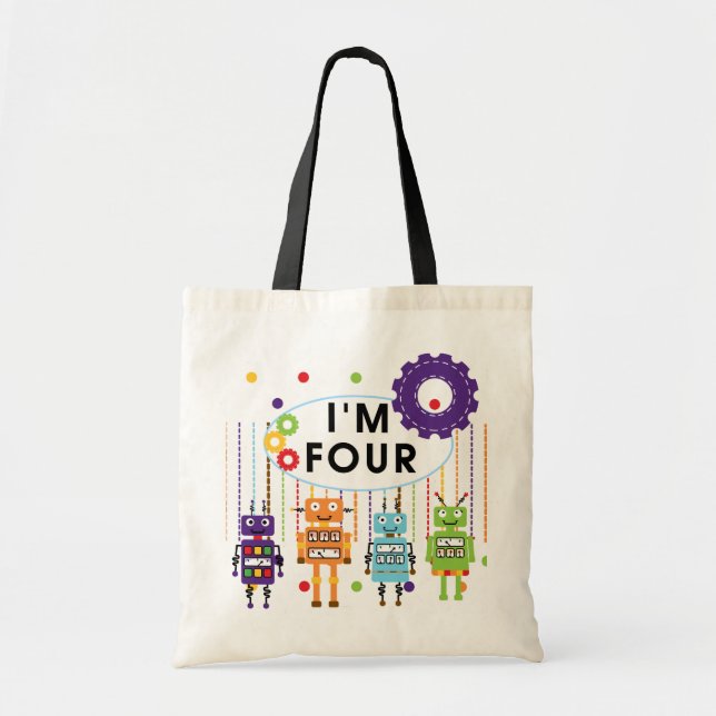 Bolsa Tote Robô 4º aniversário Camisetas e presentes (Frente)