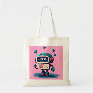 Bolsa Tote Robô Bonito Alô +CTRL Hearts Tech Style Tote Bag