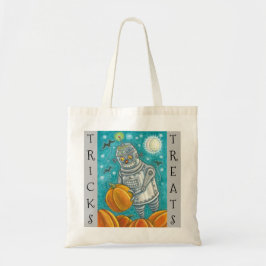 BOLSA TOTE ROBÔ COLHENDO ABÓBORAS, DOCES OU TRAVESSSURAS DE H