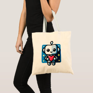 Bolsa Tote Robô Corajoso - Arte De Amor Inspirada Na Tecnolog