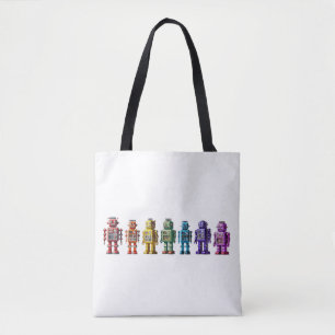 Bolsa Tote Robôs arco-íris
